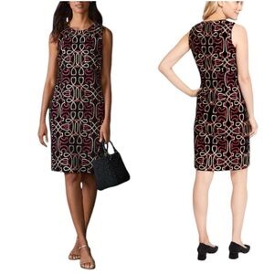 J. McLaughlin Beltmore Embroidery Freja Velvet Black Dress with Festive Detail